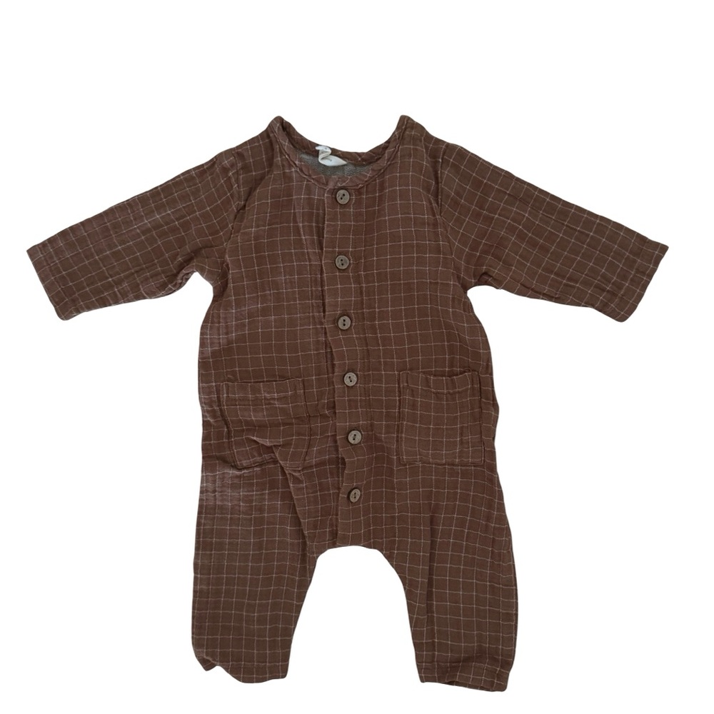 Quincy Mae Brown Grid Kids Footie